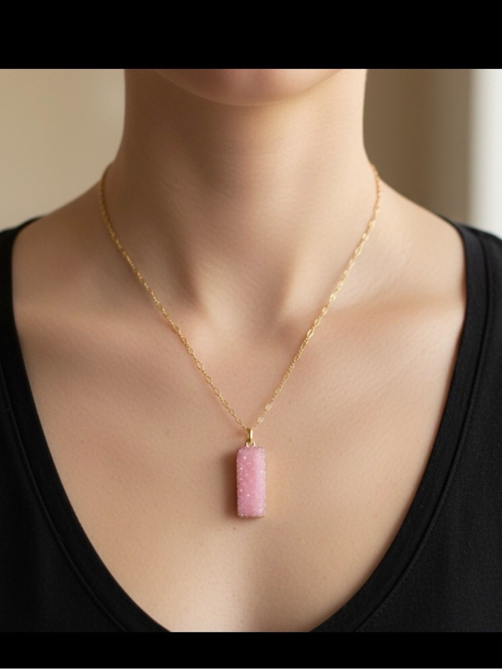 Pink Crystal Pendant Necklace